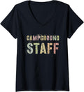 Womens CAMPGROUND STAFF Leopard Print Summer Camp Campsite Teacher V Neck Apparel Viral TikTok Find Best Seller Look
