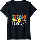 Womens Steam Teacher Science Tech Engineering Arts Maker V-Neck Apparel | High Search Volume | Comfort Daily Wear