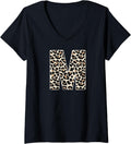 Womens Leopard Print Cheetah Print Animal Print Letter M Cat V Neck Apparel High Search Demand Hot Right Now