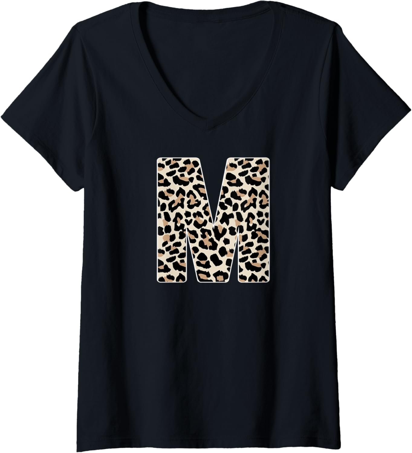 Womens Leopard Print Cheetah Print Animal Print Letter M Cat V Neck Apparel High Search Demand Hot Right Now