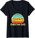 Womens Cool Cheetah For Dad Father Cat Animal Print Leopard Safari V Neck Apparel Viral TikTok Find Fan Favorite