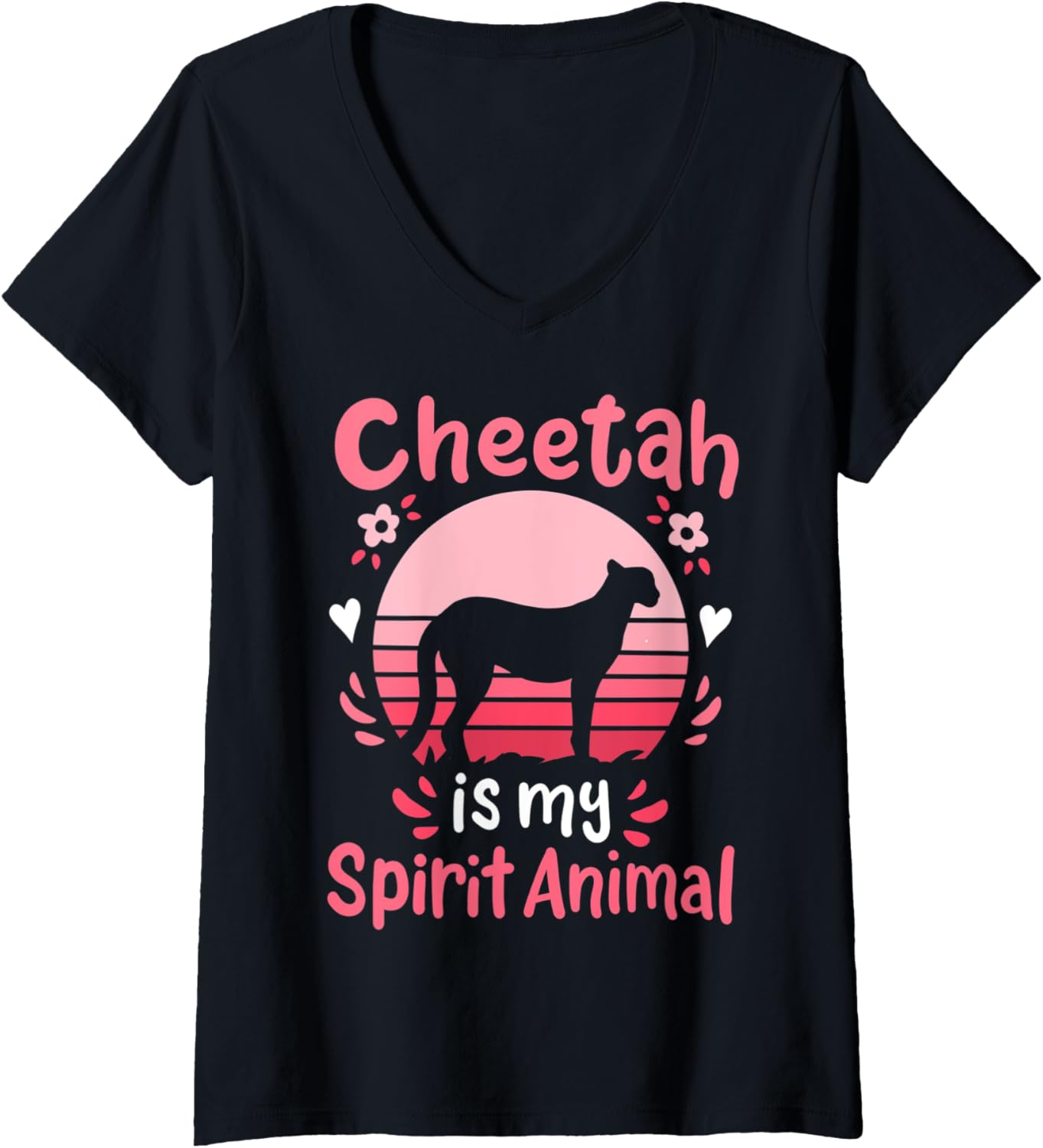 Womens Cheetah Spirit Animal V Neck Apparel Premium Print Everyday Wear