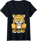 Womens Cheetah Big African Cat Idgaf V Neck Apparel Viral TikTok Find US Top Pick