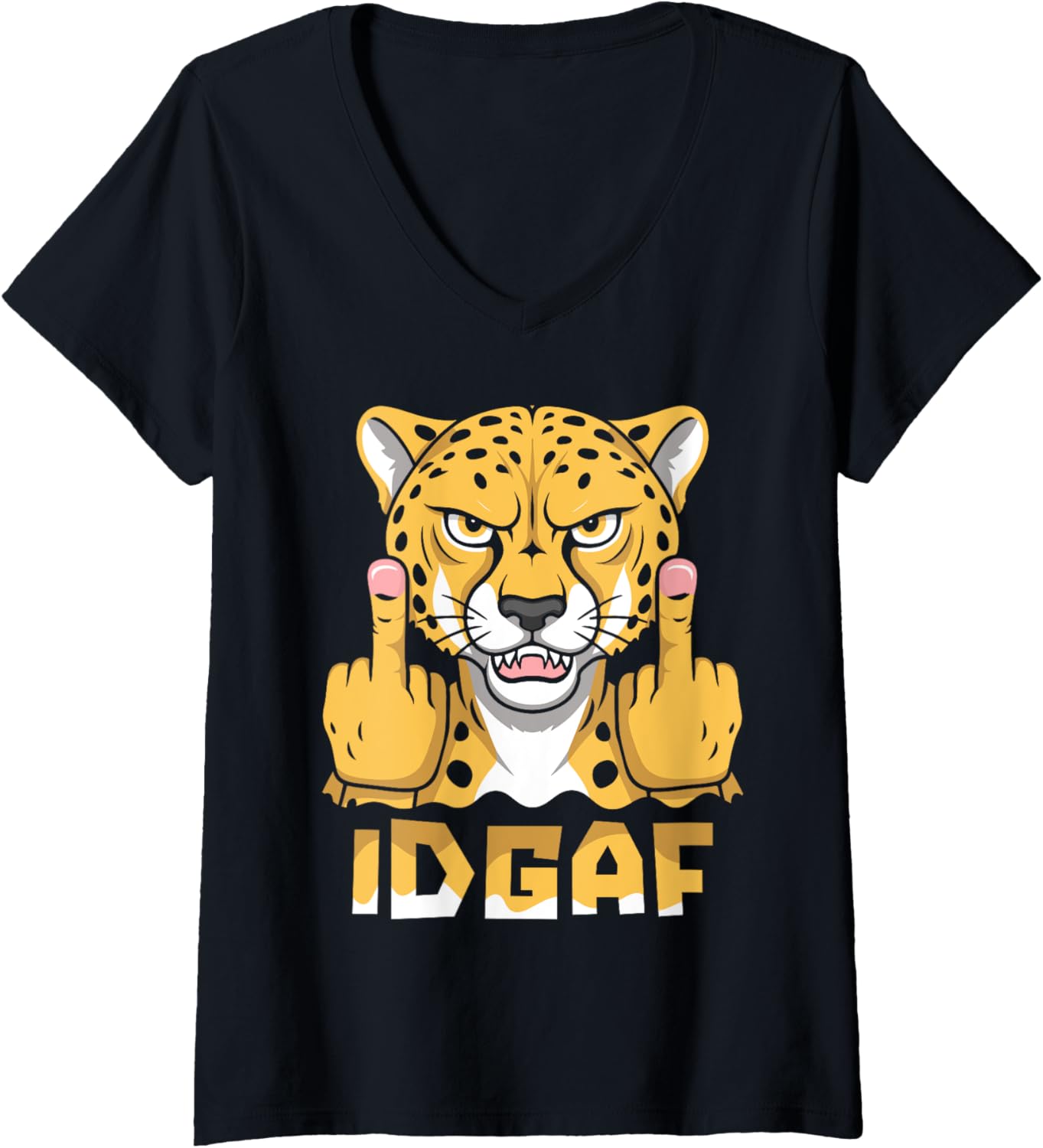 Womens Cheetah Big African Cat Idgaf V Neck Apparel Viral TikTok Find US Top Pick