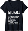 Womens First Name Shirt Michael Definition Personalized Name Funny V-Neck T-Shirt | Perfect Gift Idea