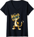 Womens Cool Cheetah Rock Music Leopard Funny Animal Lovers V Neck Apparel High Search Demand Fan Favorite