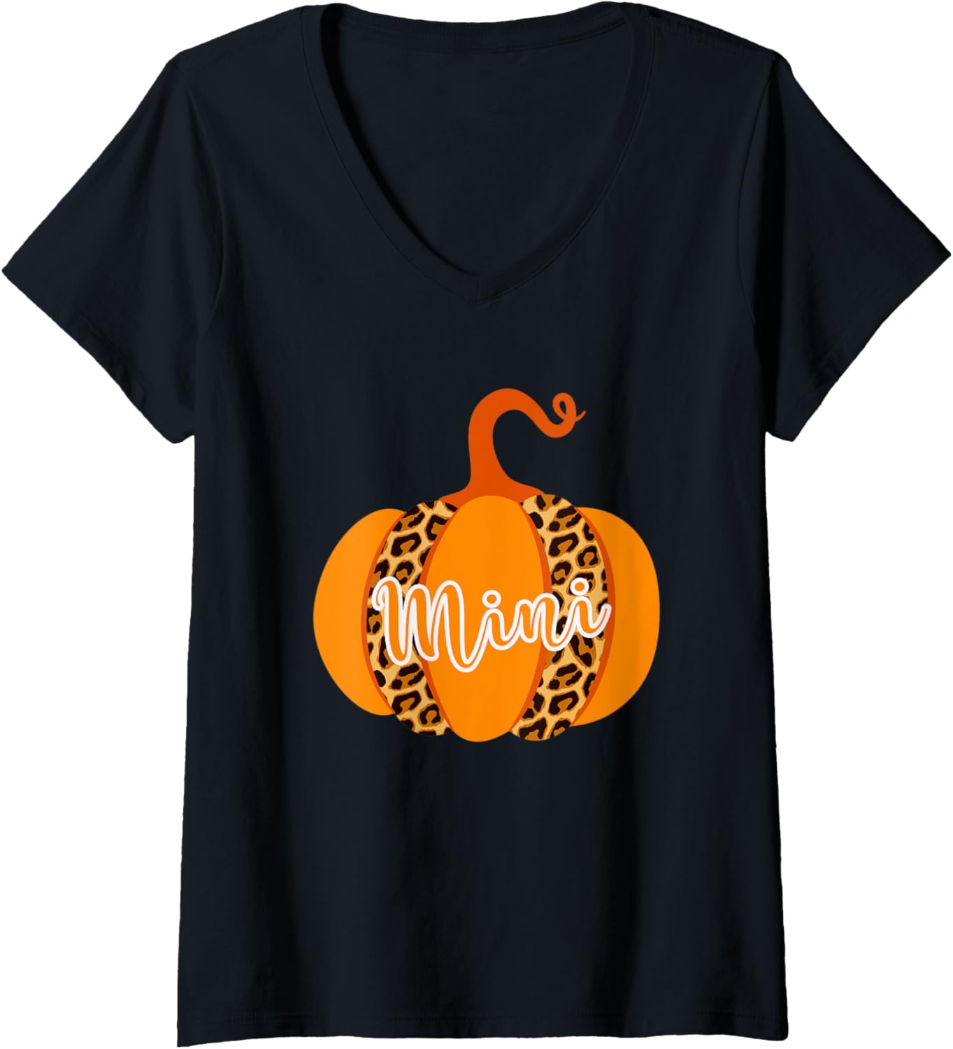 Womens Fall Pumpkin Leopard Print Mimi Gifts Cheetah Women V Neck Apparel Comfort Fit Fan Favorite