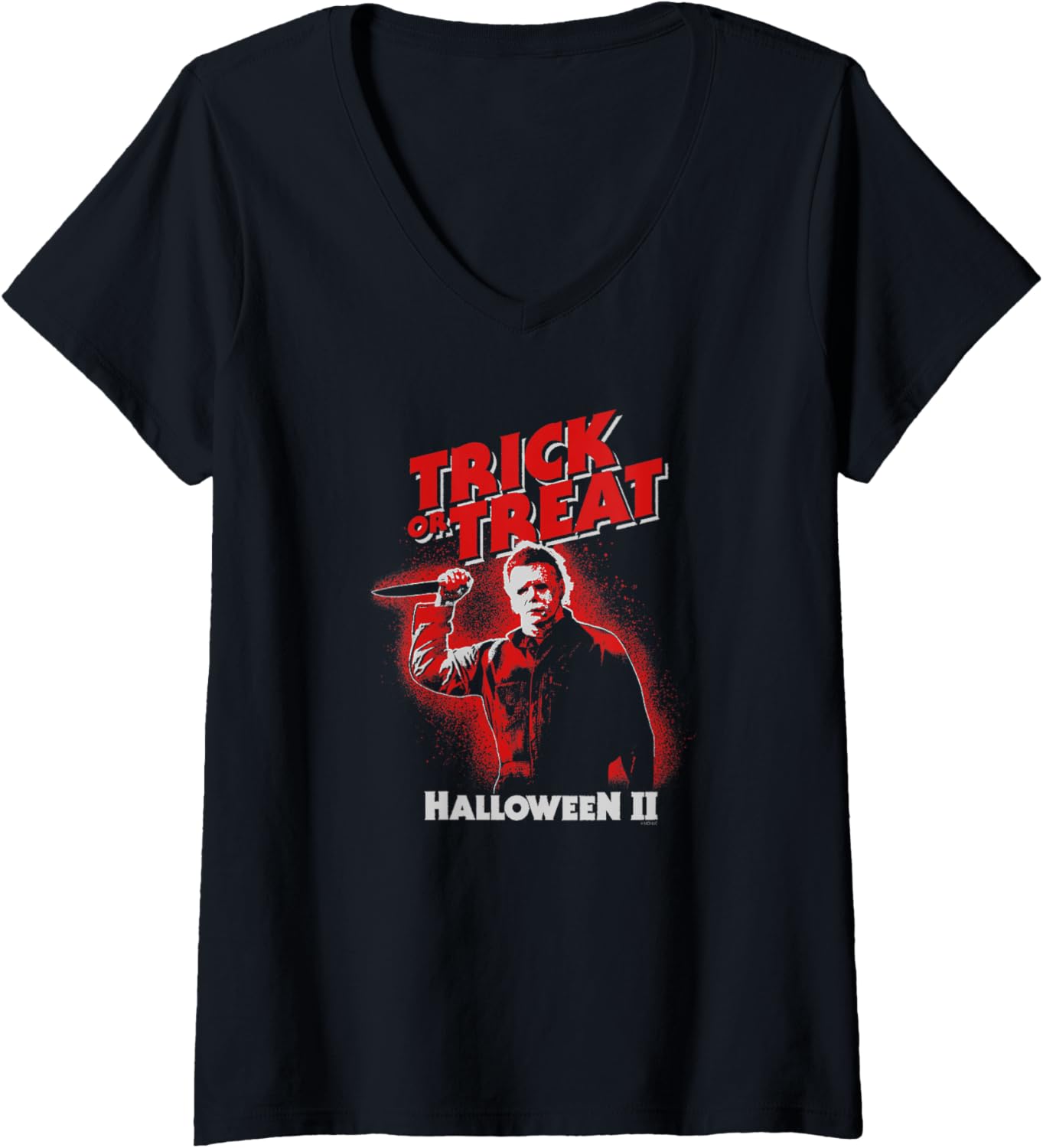 Womens Universal Monsters Halloween 2 Michael Knife Pose V-Neck Apparel | Premium Quality