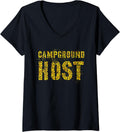 Womens CAMPGROUND HOST Leopard Print Summer Staff Counselor Teacher V Neck Apparel Streetwear Style Best Seller Look