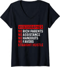 Womens Videographer Rich Videography Filmmaker V-Neck Apparel | High Search Volume | Perfect Gift Idea