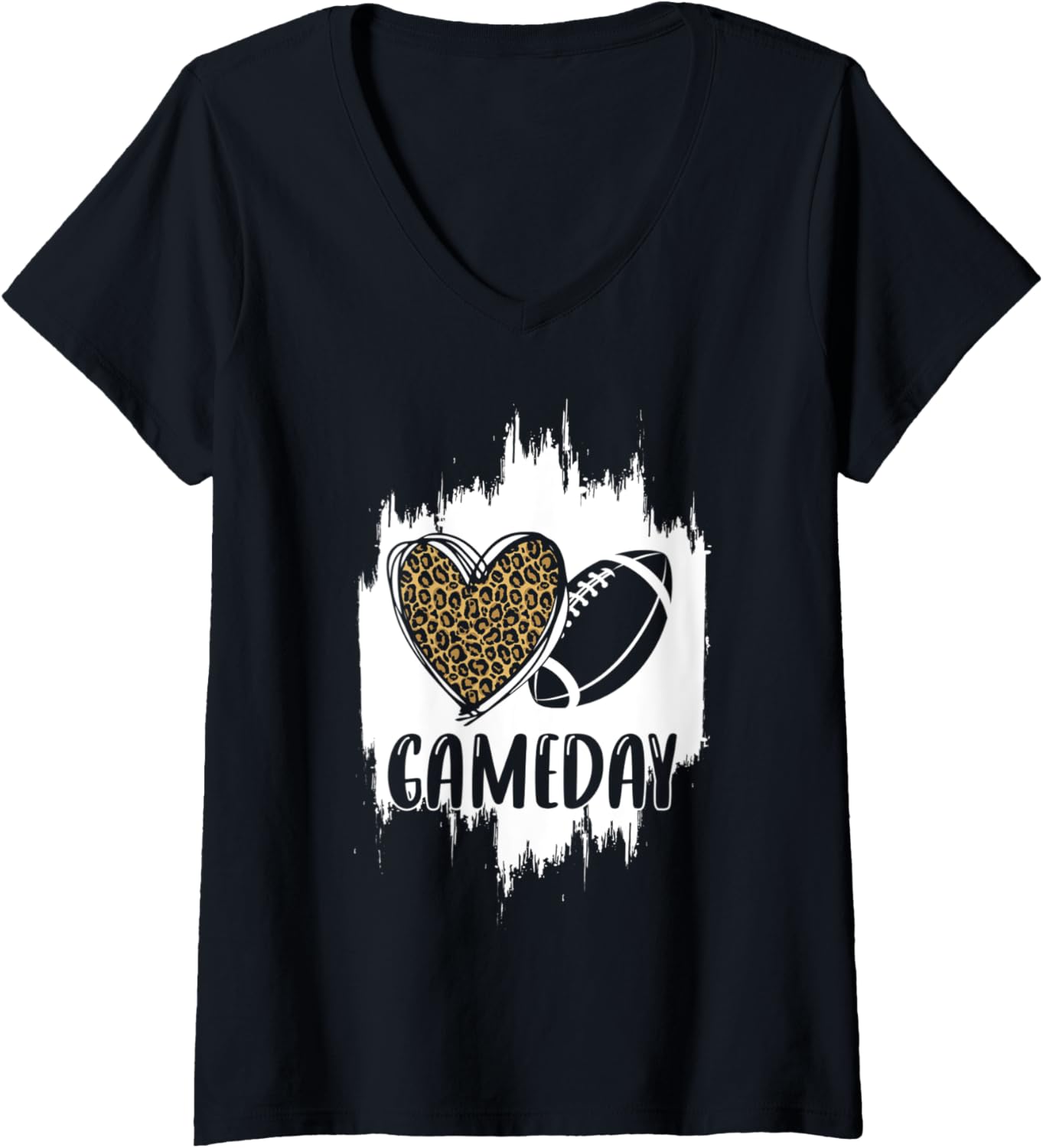 Womens Football Lover Football Leopard Cheetah Print Football Fan V Neck Apparel Premium Print Best Seller Look