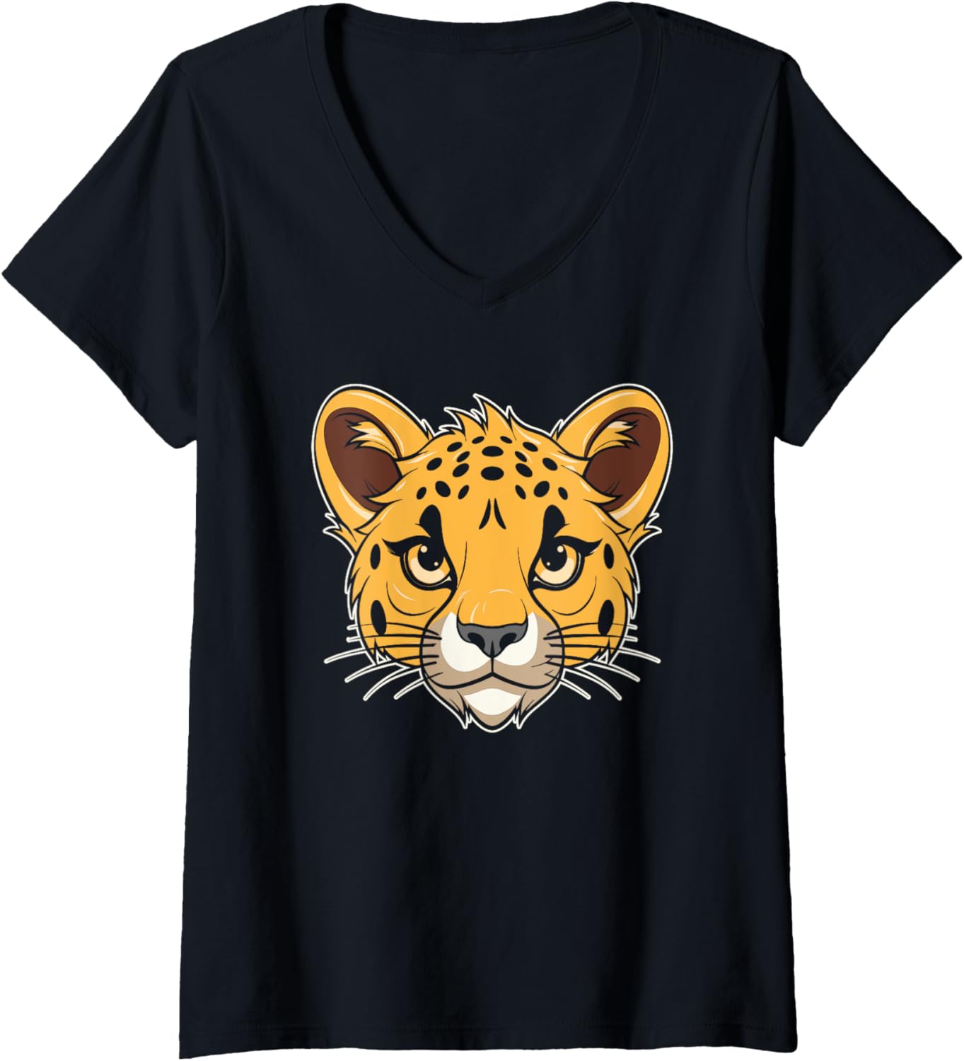 Womens Cheetah Cute Big African Cat Cheetah V Neck Apparel Premium Print Hot Right Now