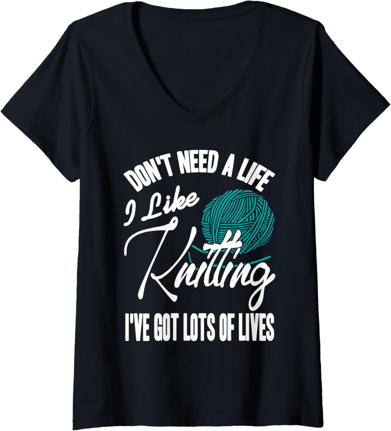 Womens Knitting Fuels My Days Funny Yarn Lover Statement V-Neck Yarn Supply | Viral US Pick | Customer Favorite