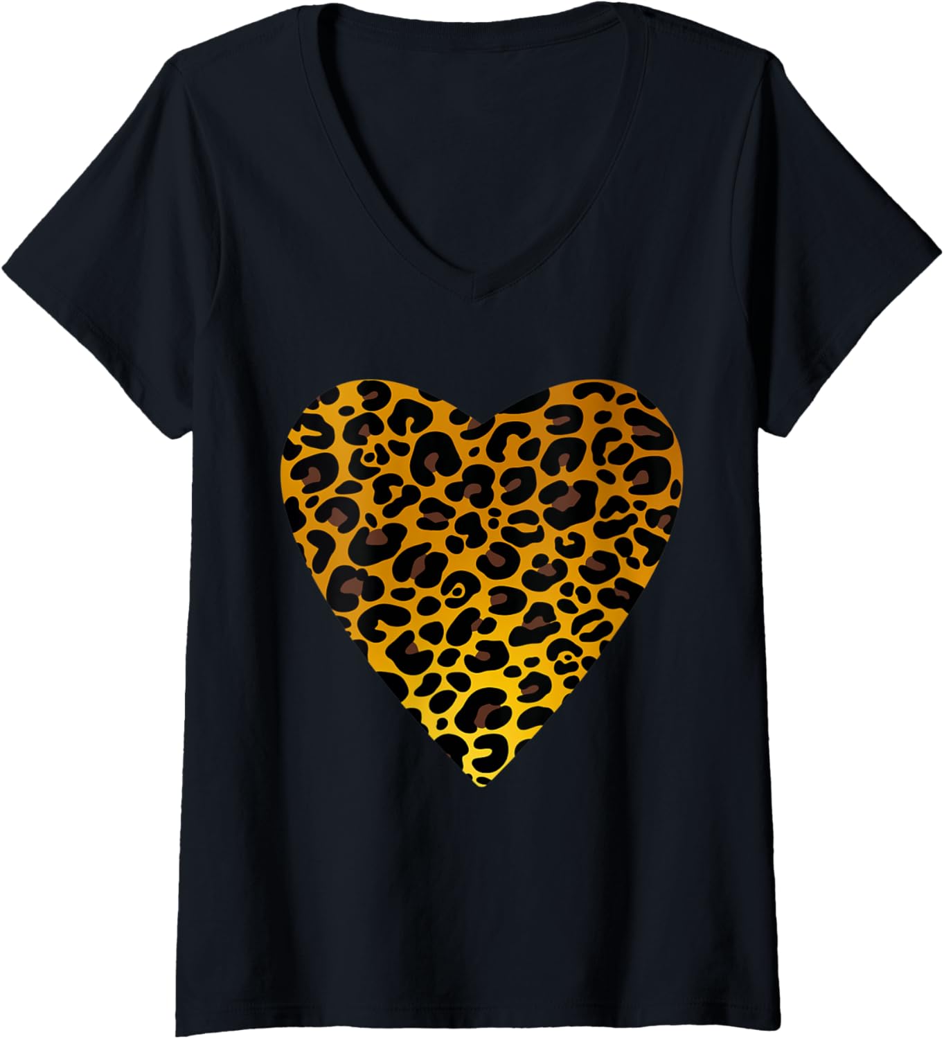 Womens Heart Cheetah Leopard Tiger Print Wild Animal Graphic V Neck Apparel Trending US Hot Right Now