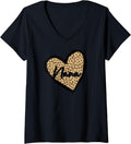 Womens Nana Shirts Womens Leopard Print Mom Tee Cheetah Love Heart V Neck T Shirt Comfort Fit Hot Right Now