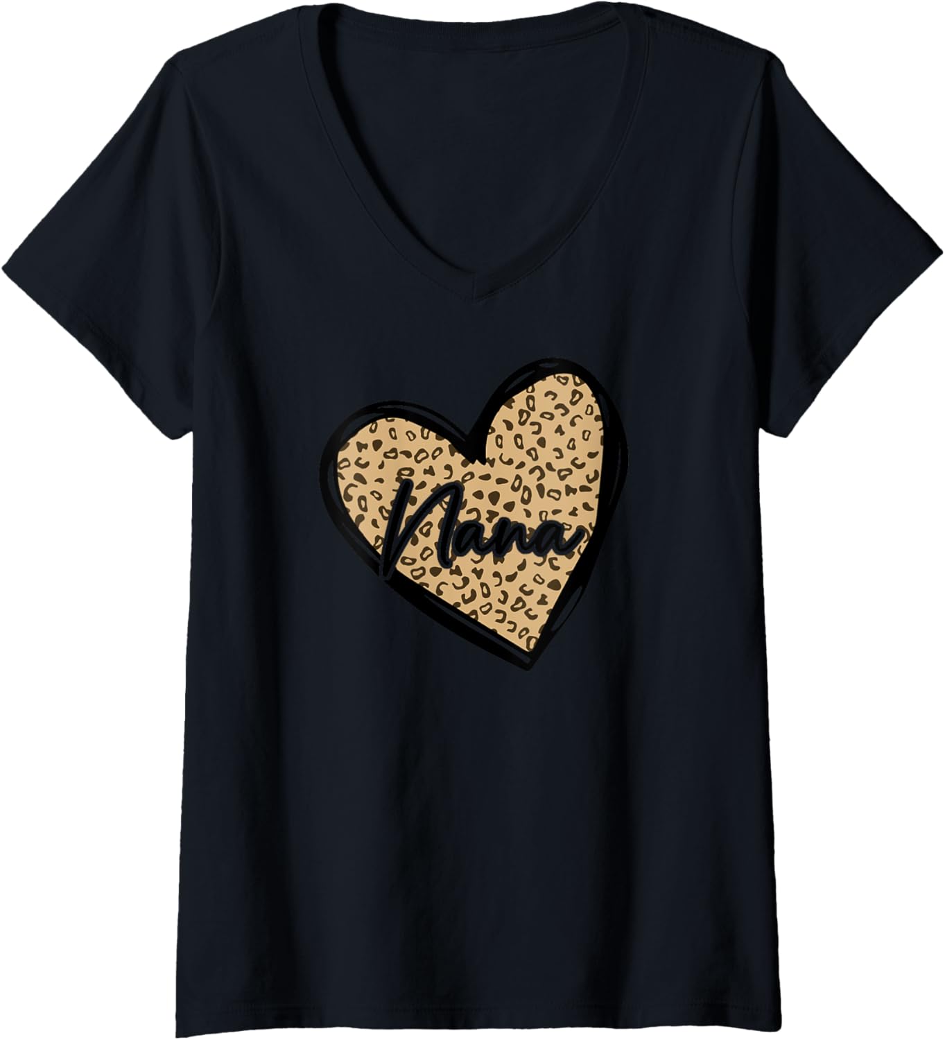 Womens Nana Shirts Womens Leopard Print Mom Tee Cheetah Love Heart V Neck T Shirt Comfort Fit Hot Right Now