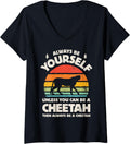 Womens Cheetah Always Be Yourself Retro Vintage 70s Men Women Funny V Neck Apparel Premium Print Gift Ready