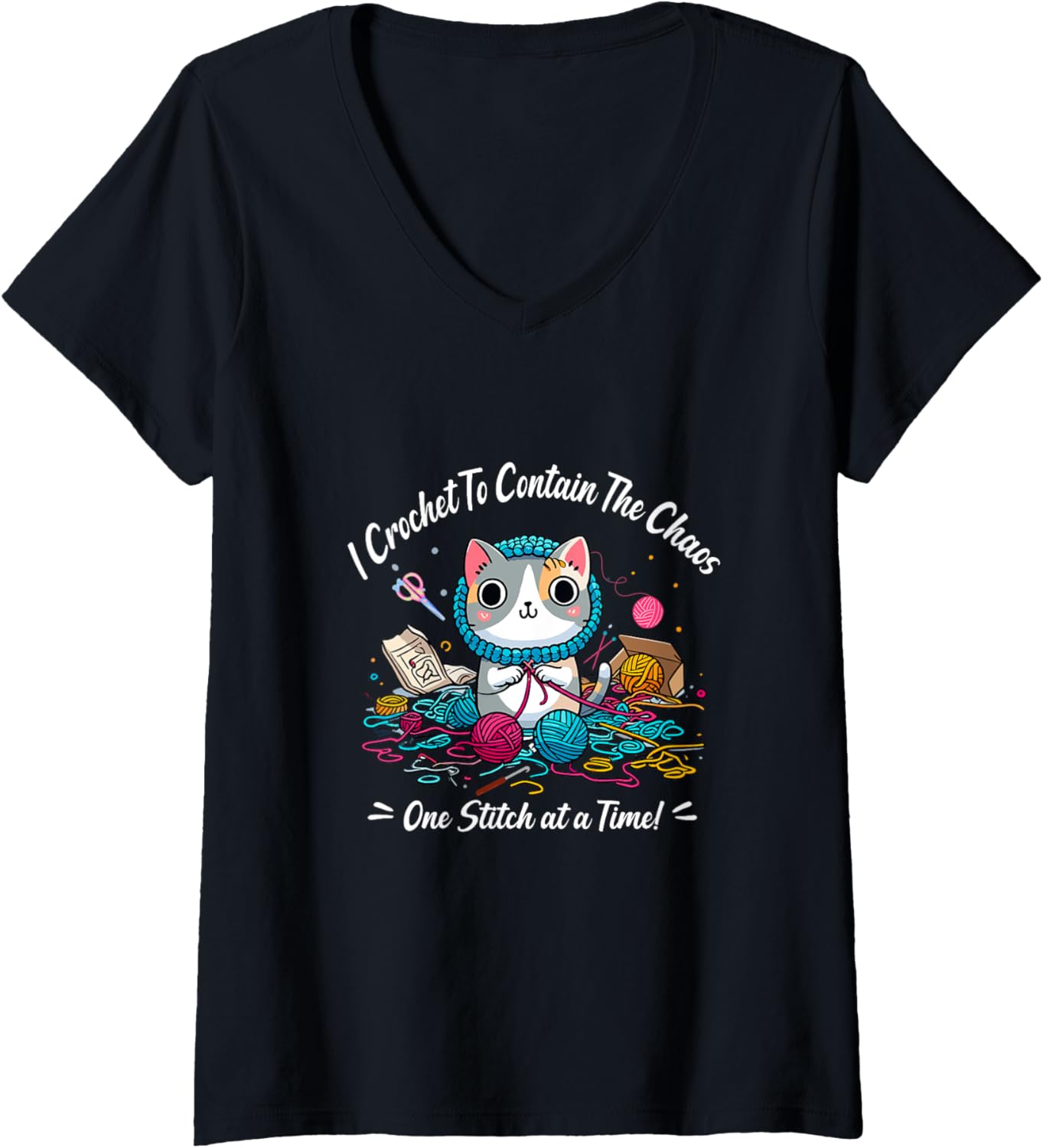 Womens Funny Crochet Graphic Theme Tee Shirts Yarn Crochet Lover V-Neck T-Shirt | Trending 2025 | High CTR Title