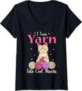 Womens I turn yarn into cool things cat Crocheting cat crochet yarn V-Neck Yarn Supply | High Search Volume | Custome...