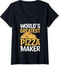 Womens World's Greatest Pizza Maker Pizza Making V-Neck Apparel | Premium Quality | Aesthetic Fit
