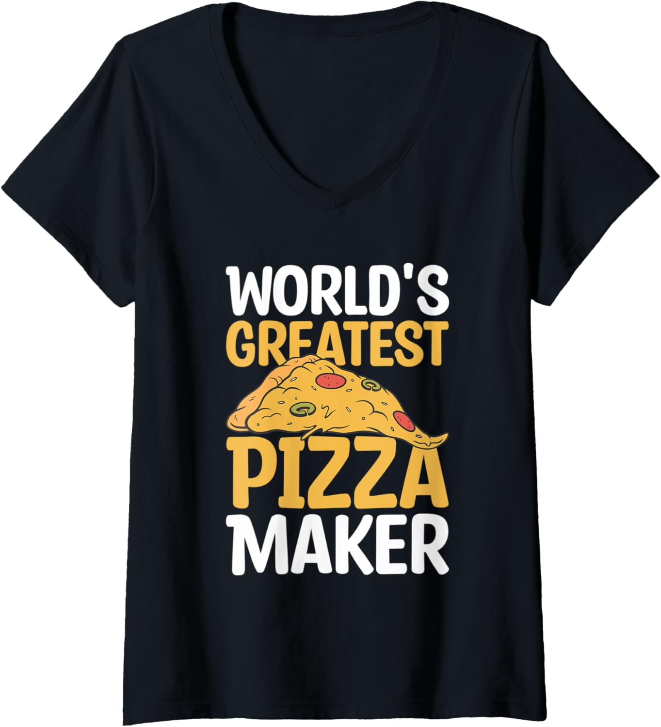 Womens World's Greatest Pizza Maker Pizza Making V-Neck Apparel | Premium Quality | Aesthetic Fit
