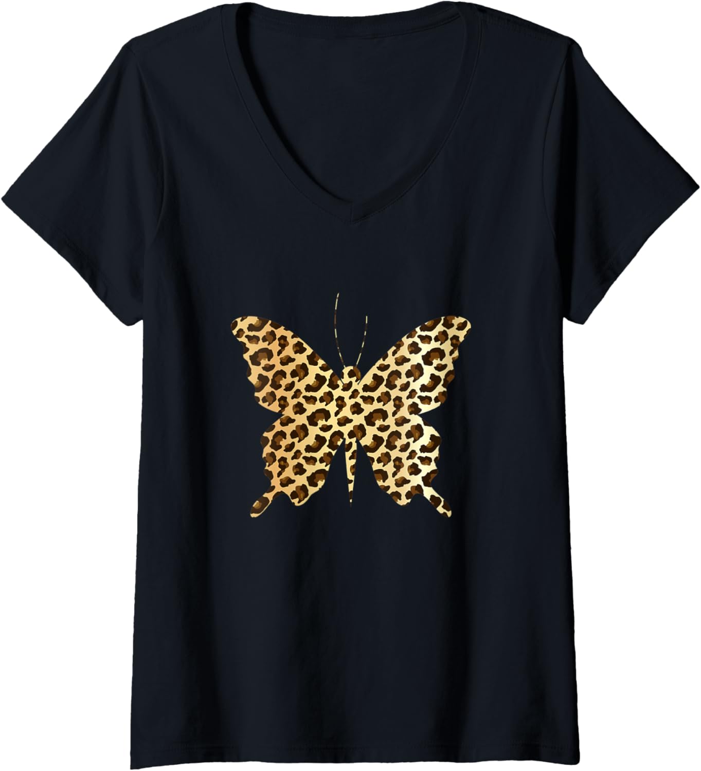 Womens Butterfly Leopard Cheetah Animal Print Insect Nature Lover V Neck Apparel Comfort Fit Fan Favorite