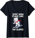 Womens Skiing Kids THERE IS SNOW PLACE LIKE THE SLOPES V-Neck Apparel | Trending 2025 | Aesthetic Casual Look