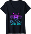 Womens Just One More Row Knitting T-Shirt Yarn Knitter Crochet V-Neck T-Shirt | Premium Quality | Customer Favorite
