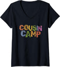 Womens Funny COUSIN CAMP Leopard Print Grandma Grandpa Reeducation V Neck Apparel High Search Demand Best Seller Look