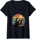 Womens Retro Sunset Cheetah Silhouette V Neck Apparel Comfort Fit Hot Right Now