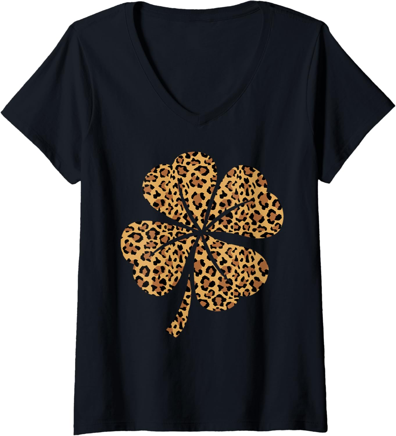 Womens St Patrick u2019s Day u2013 Cheetah Leopard Print Shamrock Style V Neck Apparel Trending US US Top Pick
