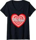 Womens I Love Michael Heart Michael Name V-Neck Apparel | Trending 2025
