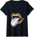 Baseball Cheetah Print Leopard Tongue Lips Baseball Player V Neck Apparel Trending US Hot Right Now