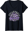Womens Leopard Cheetah Volleyball Purple Grammy Shirt Womens Trendy V Neck T Shirt Premium Print US Top Pick