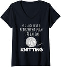 Womens Funny Knitting Retirement Plan Crochet Yarn V-Neck Yarn Supply | High Search Volume | Perfect for Crafters