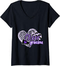 Womens Cheer Grandma Shirt Megaphone Purple Leopard Cheetah Print V Neck T Shirt Premium Print Best Seller Look