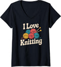 Womens I Love Knitting Yarn Balls Needles V-Neck Yarn Supply | Top Rated | High CTR Title