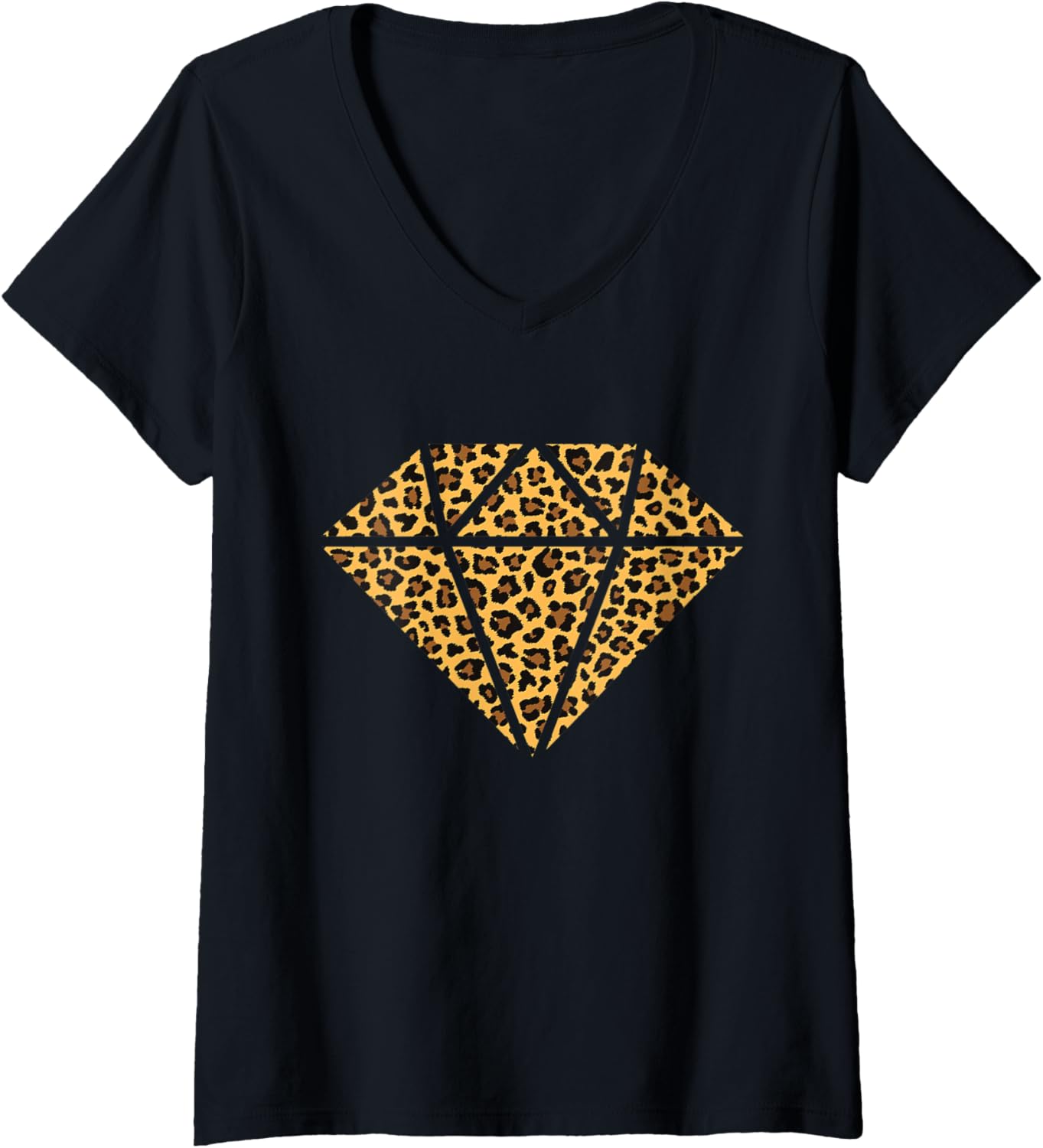 Womens Diamond Shaped Leopard Cheetah Diamond V Neck Apparel Premium Print Gift Ready