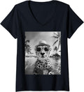 Womens Funny Cheetah Selfie Summer Vacation Safari Animal Lover V Neck Apparel Trending US Hot Right Now