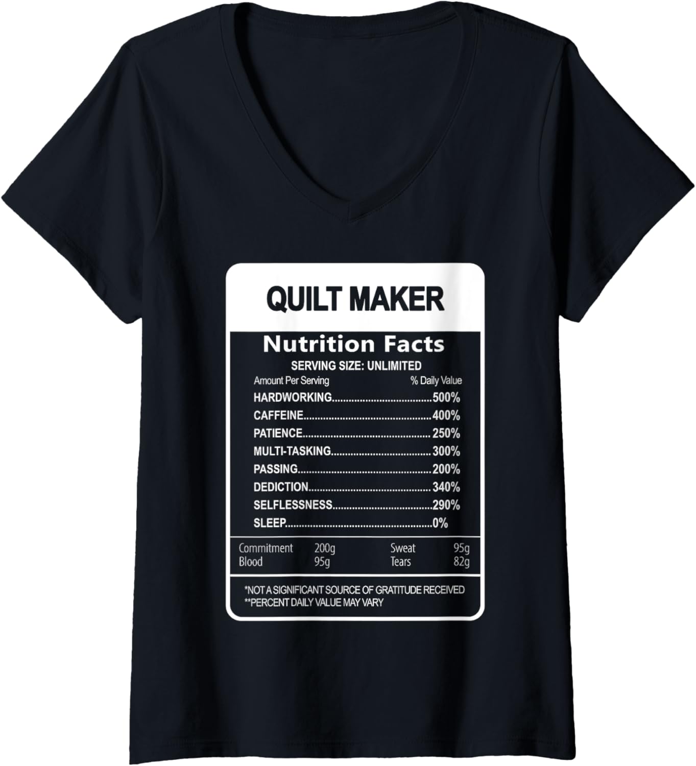 quilt maker Nutrition Facts Sarcastic V-Neck Apparel | US Viral Style | Comfort Daily Wear