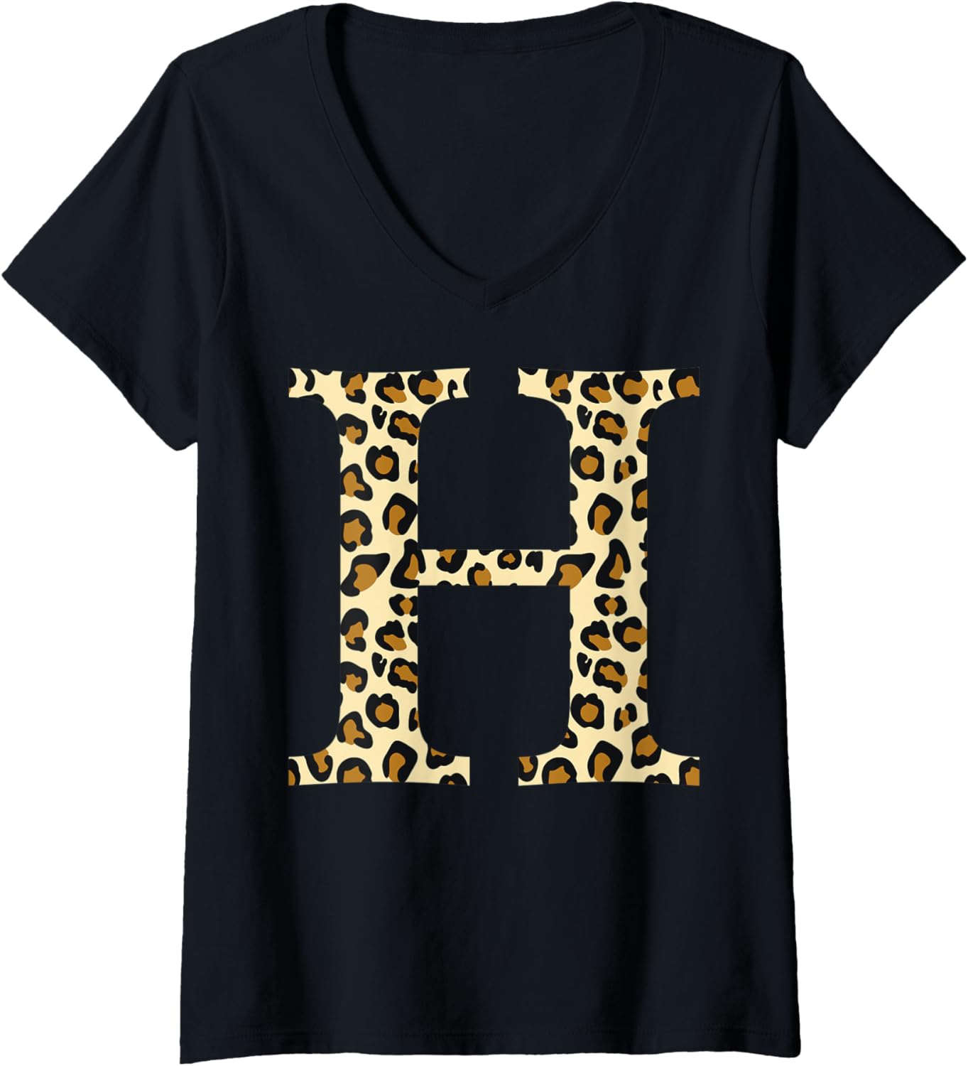 Womens monogram name initial letter h cheetah skin print pattern V Neck Apparel Streetwear Style Hot Right Now