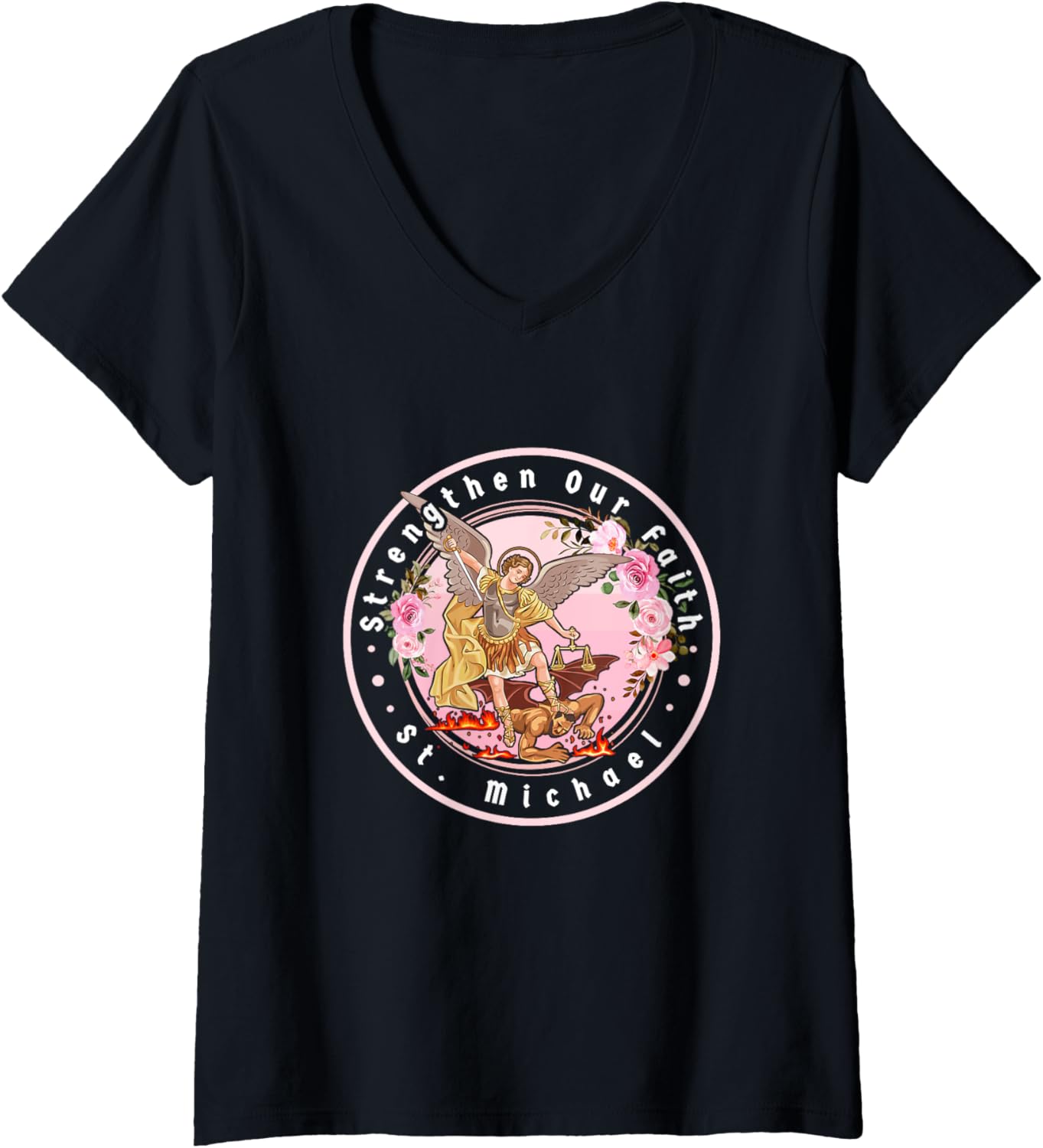 Womens St. Michael, Strengthen Our Faith V-Neck Apparel | Premium Quality