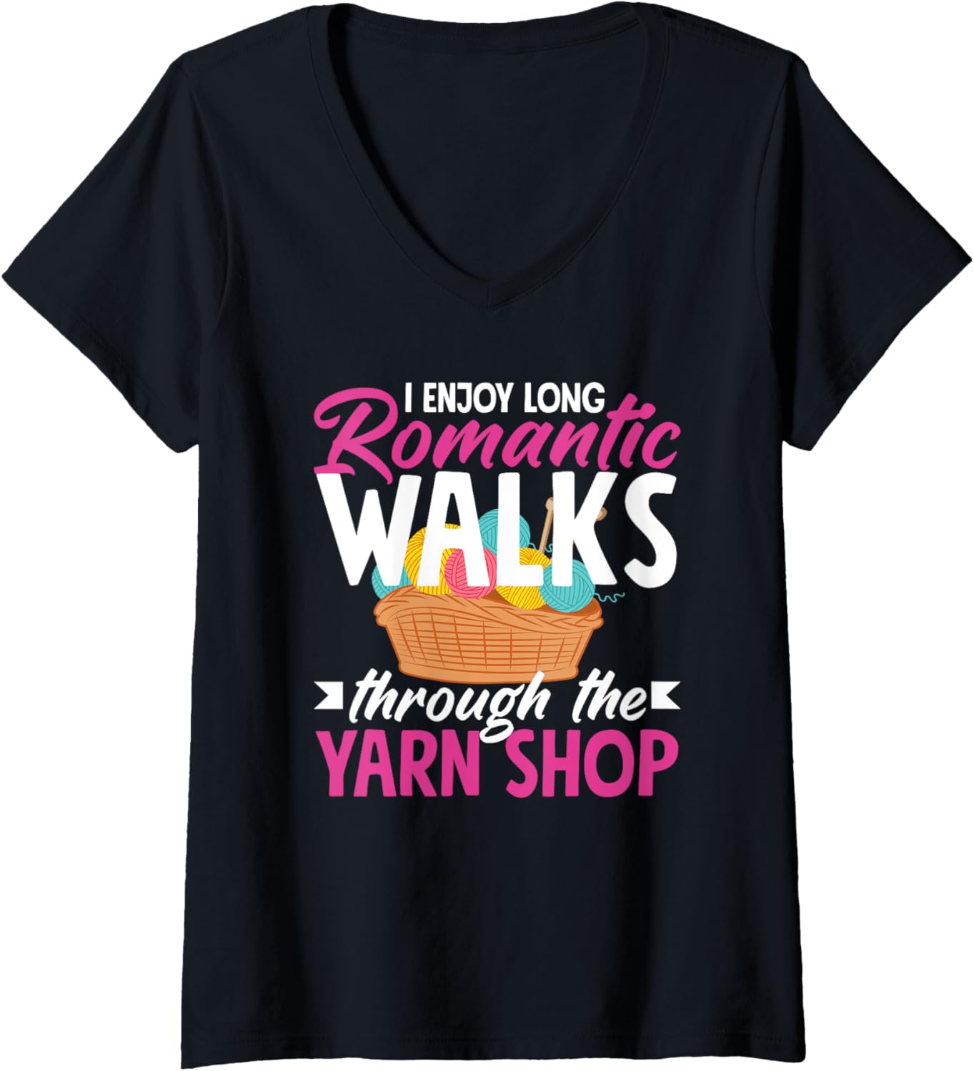 Womens Knitting Enjoy Walks To The Yarn Shop Needles Knitter V-Neck Yarn Supply | High Search Volume | Best Seller Ch...