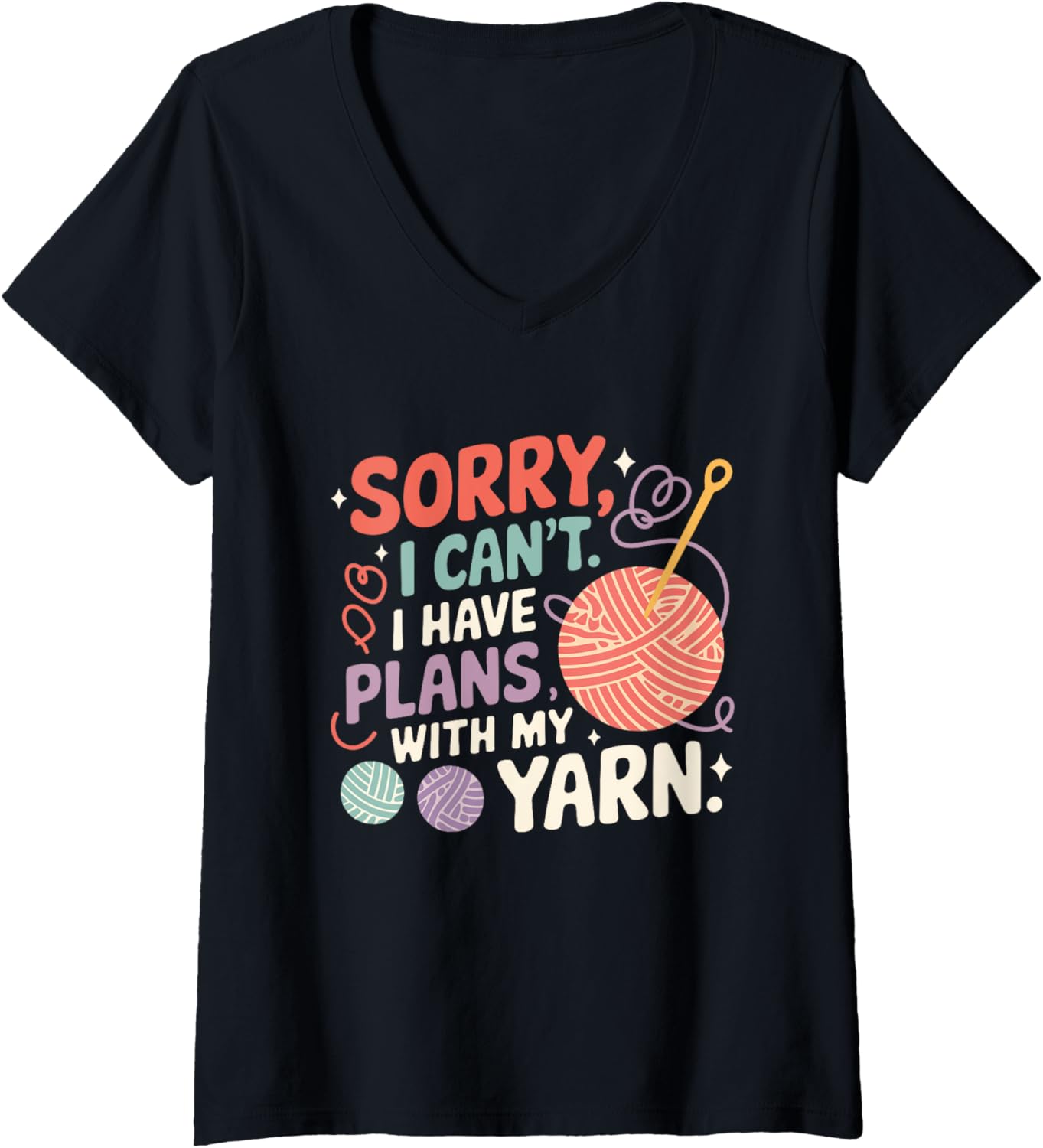 Womens Funny Crochet Lover Knitting Yarn Crocheter Design V-Neck Yarn Supply | High Search Volume | Customer Favorite