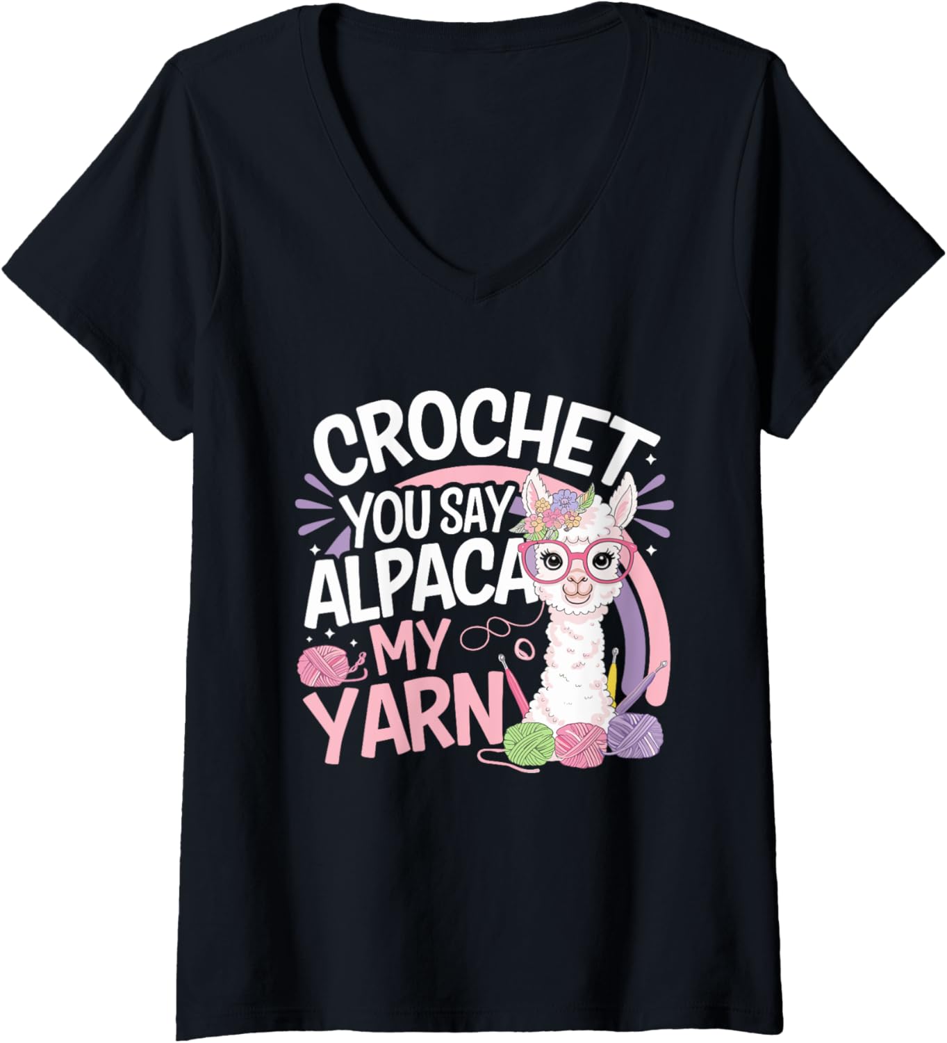 Womens Crochet Alpaca My Yarn Funny V-Neck Yarn Supply | High Search Volume | Best Seller Choice
