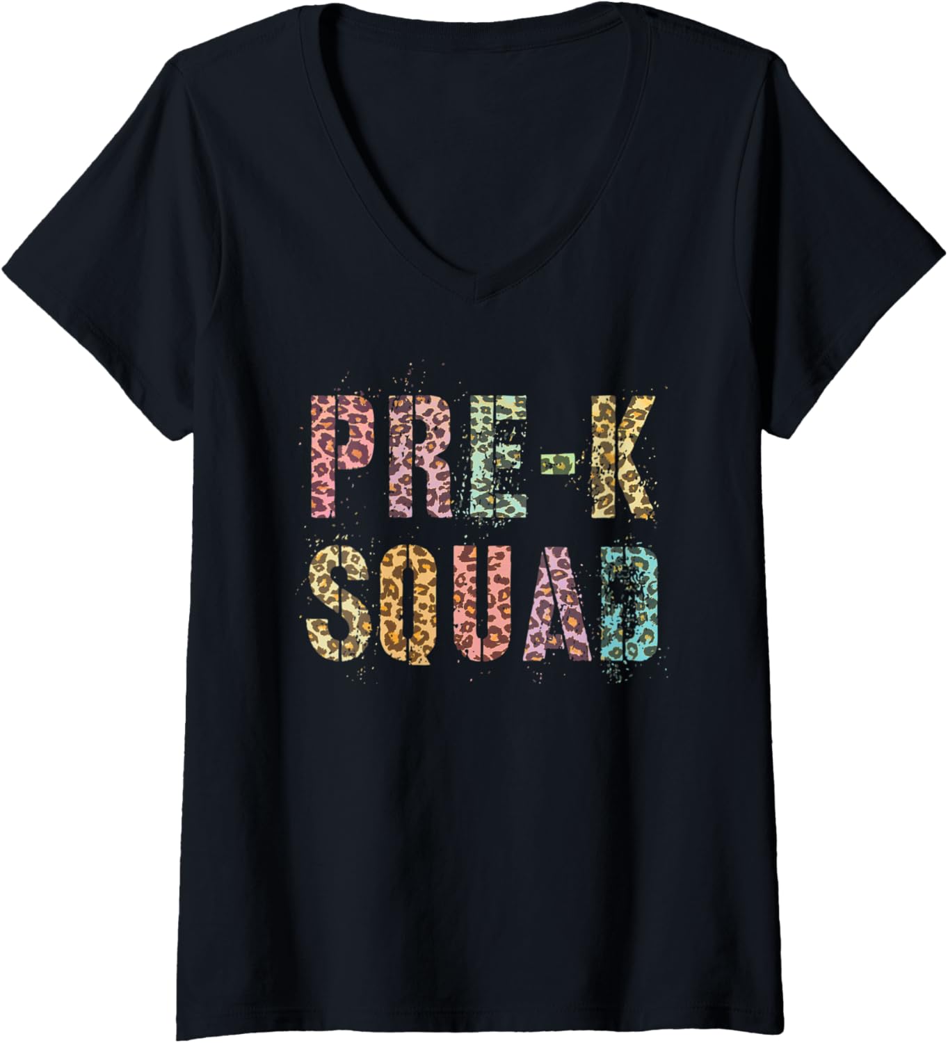 Womens PREK SQUAD Leopard Print Teacher Hello Pre K Vintage V Neck Apparel Streetwear Style Fan Favorite