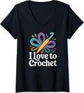 Womens I Love To Crochet Yarn Hook Design V-Neck Yarn Supply | Viral US Pick | High CTR Title