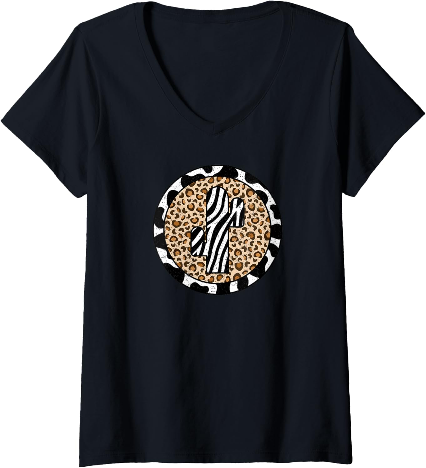 Cute Cheetah Cow Print Cebra Cactus Cacti Animal V Neck Apparel Viral TikTok Find Hot Right Now