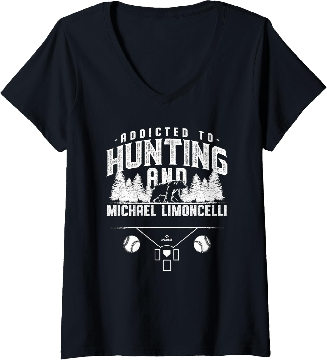 Womens Bear Hunting and Michael Limoncelli Prospect Baseball Fan V-Neck Apparel | US Best Seller