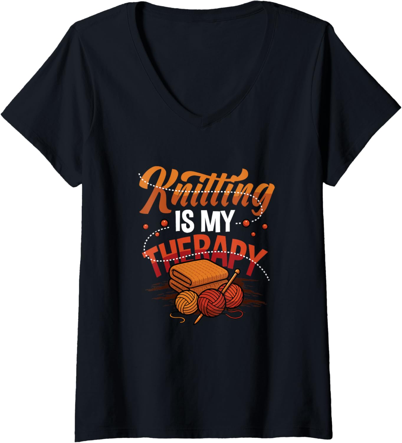 Womens Knitting is My Therapy Yarn Knitting V-Neck Yarn Supply | Premium Quality | High CTR Title